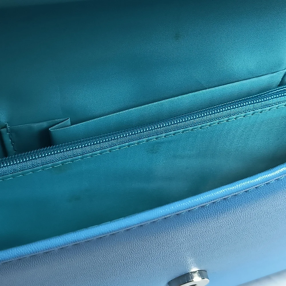 Evening Clutch Bag Snap Button Cocktail Party Casual Blue Sky